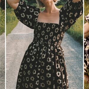 Christy Dawn Daisy Noir Floral Black and Cream Dress